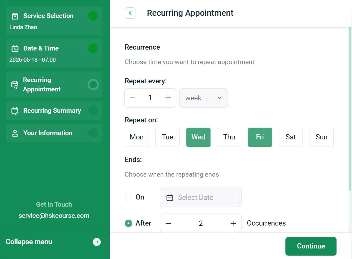 Recurring appointment